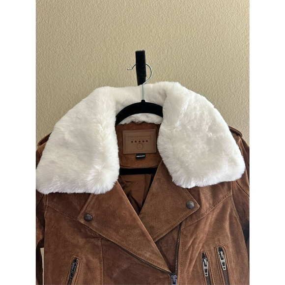 Blank NYC Alder Suede Faux Fur-Collar Moto Jacket Size S - Picture 4 of 5